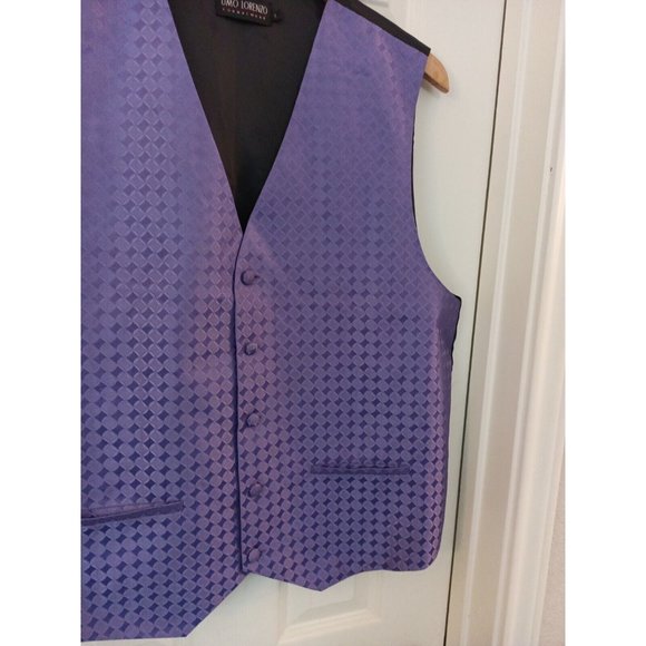 Men's Umo Lorenzo Formal Wear Purple/Black Satin Soft Button Vest Large - Picture 3 of 7